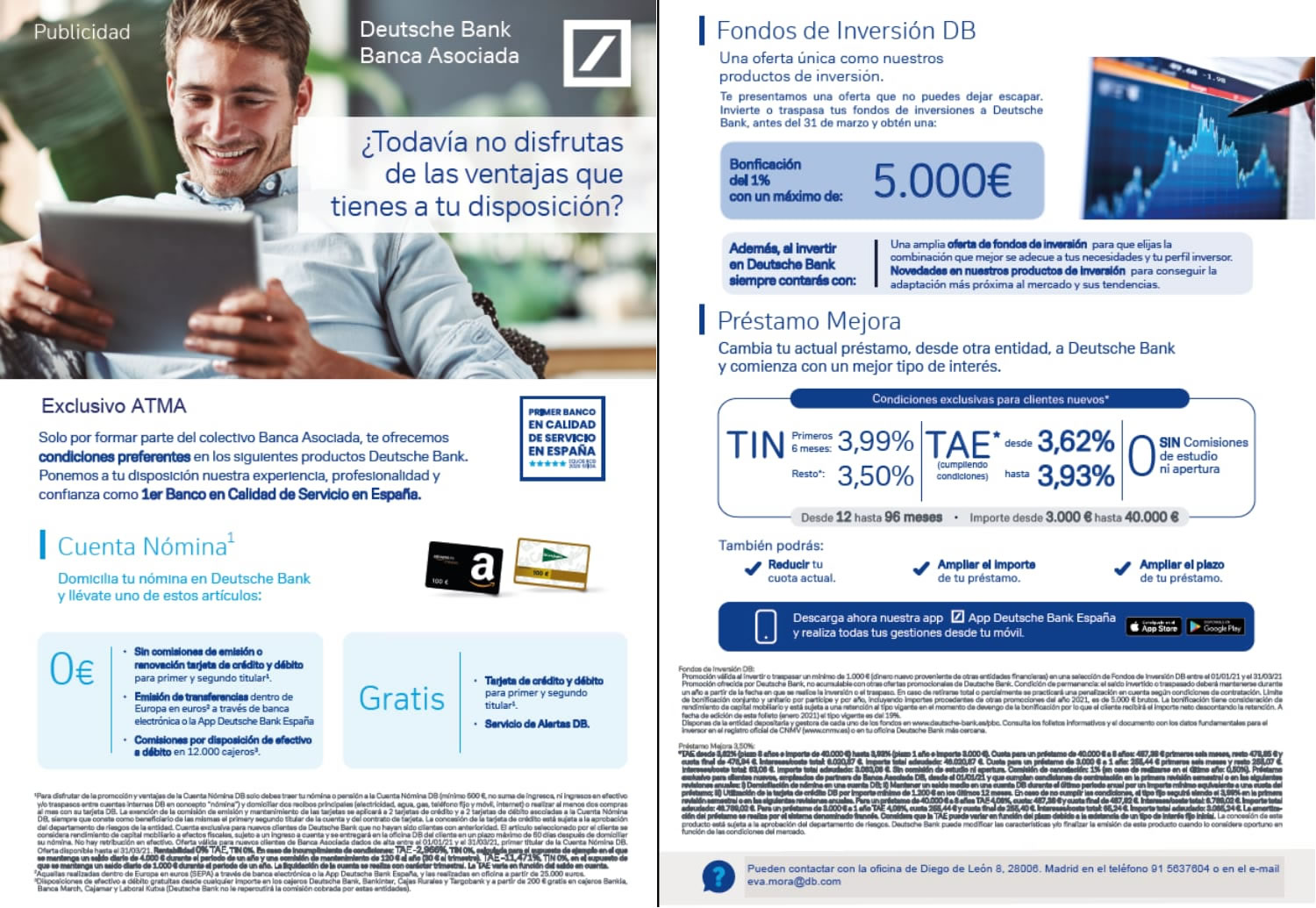 Oferta Deutsche Bank para ATMA